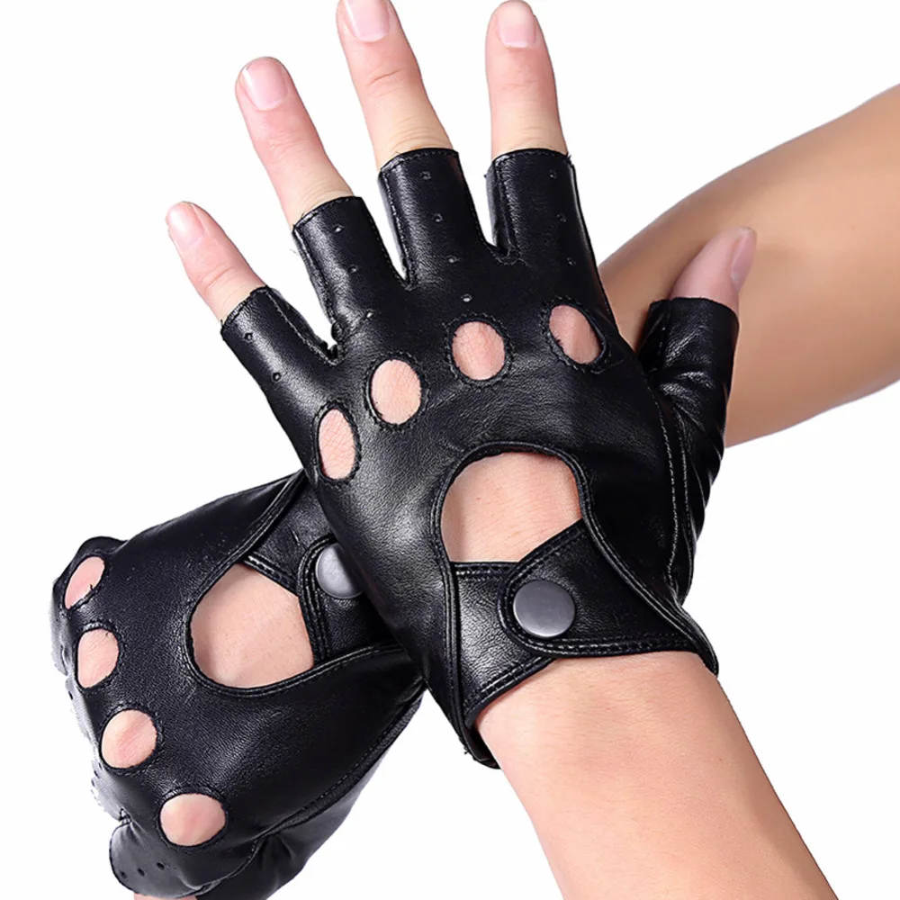 

Men and Women Deerskin Gloves Wrist Half Finger Glove Solid Unisex Adult Fingerless Real Genuine Goat Lambskin Leather