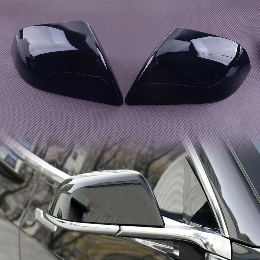 

1 Pair Car Left Right Door Side Rear View Wing Mirror Cover Cap Trim Glossy Black Fit for Tesla Model 3 2021 2020 2019 2018 2017