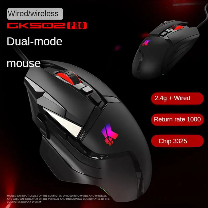 

Беспроводная мышь RYRA G502, 2,4 ГГц, Двухрежимная светящаяся игровая мышь, Настольная офисная мышь для ноутбука, мышь для киберспорта, геймеров, мышь