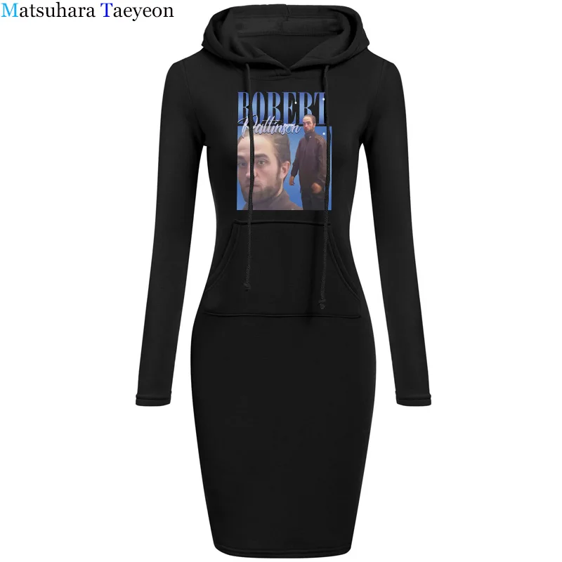

Women's Elegant Dress Robert Pattinson 90s Vintage Dresses Graphic Unisex Casual Pocket Hoodies Long Sleeve Dress Women