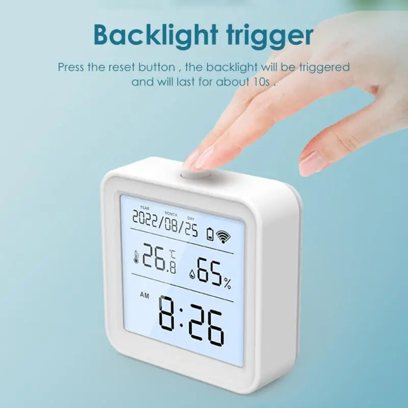 

WiFi Temperature & Humidity Sensor LCD Screen Infrared Sensing Backlight Smart Tuya APP Remote Control Alexa Google Voice