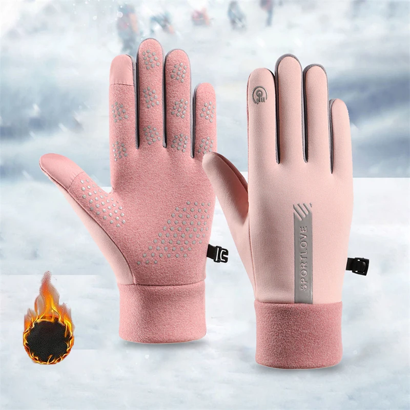 

Женские зимние перчатки, сохраняющие тепло, для активного отдыха, езды на велосипеде, бега, катания на лыжах, Нескользящие, с защитой от холода и ветра