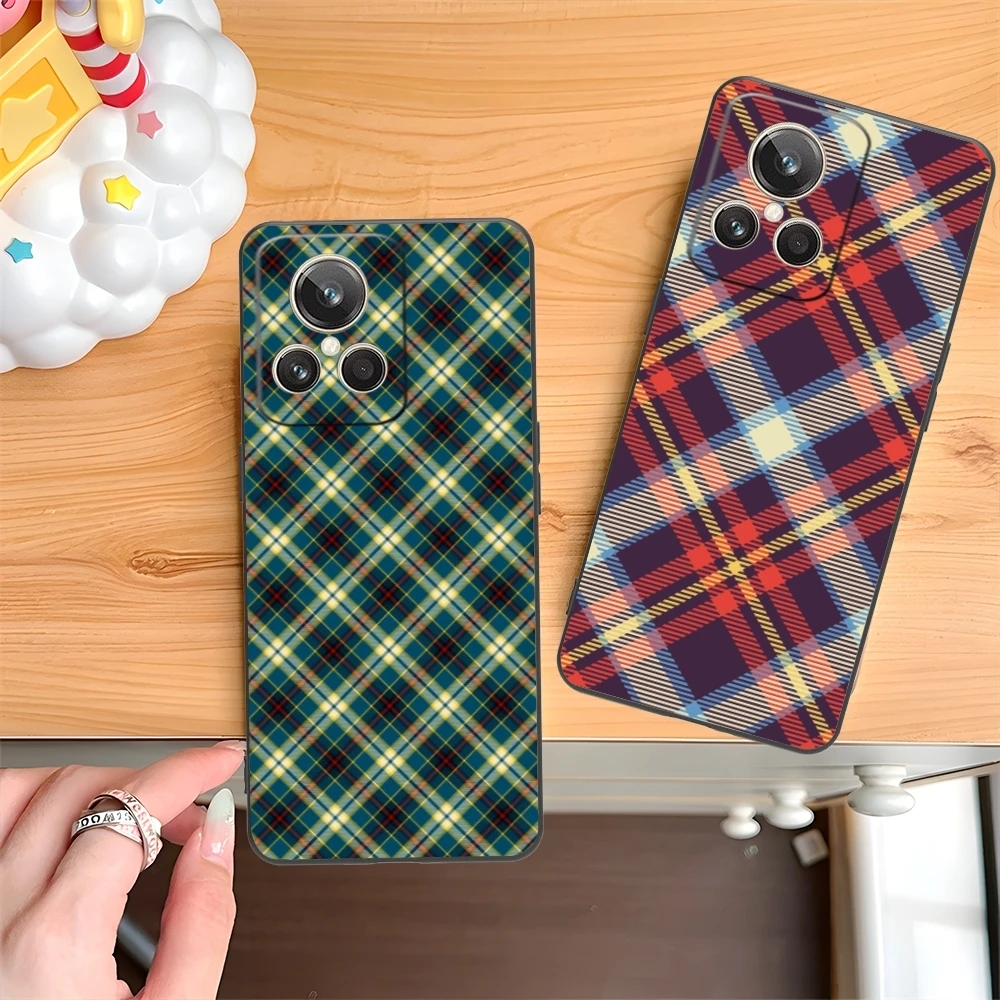 Lattice Grid Texture Mobile Cell Phone Case for Realme GT 2 9i 8i 7i Pro X50 X2 C35 C21 C20 C11 C3 Black Soft Cover Shell