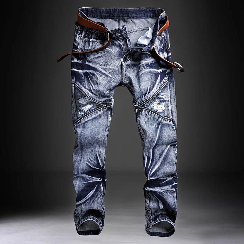 

Jeans Men Male Jean Homme Mens Men'S Classic Fashions Pants Denim Biker Pant Slim Fit Baggy Straight Trousers Designer Ripped