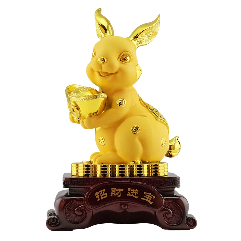 

Sand gold rabbit decoration 12 zodiac rabbit home living room office decoration arts crafts ceremony Feng Shui statue decoration