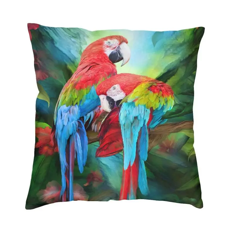 

Tropic Spirits Macaw Parrot Couple Bird Modern Throw Pillow Cover Home Decorative Tropical Plant Cushion Case