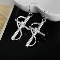 dangle earrings crosses 925 stamp silver color earings fashion jewelry 2022 luxury designer accessories holiday gifts
