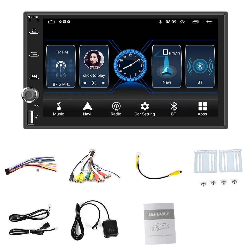 

Автомагнитола 2Din Android 10 7 дюймов Автомобильный мультимедийный плеер Carplay Android авто для Nissan Hyundai Kia Toyota B