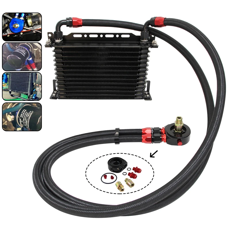 

Маслоохлаждающий радиатор для трансмиссионного двигателя AN10, 13 рядов, 262 мм, с кронштейном, с алюминиевым фильтром, синий/черный, для Вольво v70