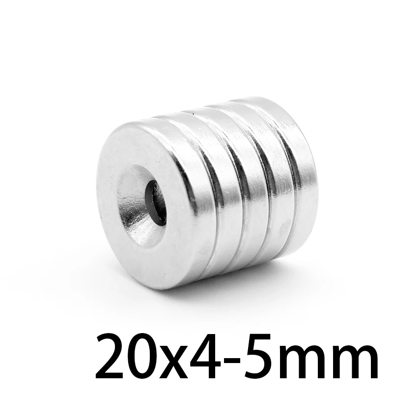 

2/5/10/15/20/50PCS 20x4-5 Round Rare Earth Magnet 20*4 mm Hole 5mm Disc Countersunk Permanent Neodymium Magnet 20x4-5mm 20*4-5