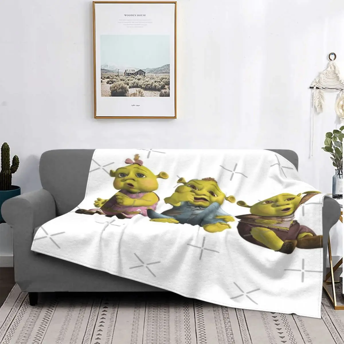 

Manta de Sherks y Fionas Triplet para bebés, colcha a cuadros para cama, colcha de lana de 90, funda para niños