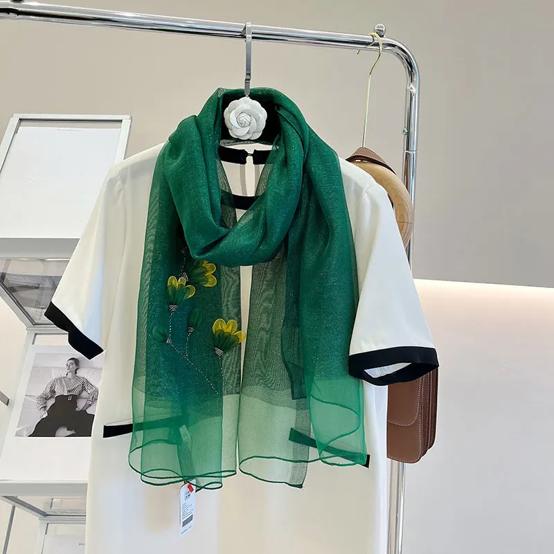 

2023 Shawl Large Silk Wool Scarf Women Neckerchief Female Foulard Stoles Bandana Pashmina Hijab Scarves Wraps bufanda poncho