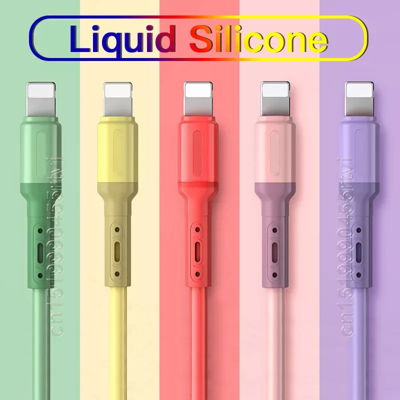 

USB Cable For iPhone 13 12 11 Pro Max X XR XS 8 7 6s 5s Fast Data Charging Charger USB Wire Cord Liquid Silicone Cable 1/1.5/2M
