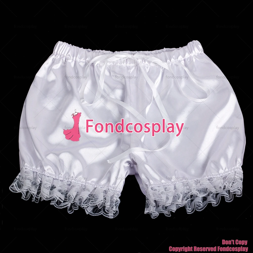 

fondcosplay adult sexy cross dressing sissy maid short white satin bloomers panties CD/TV[G2058]