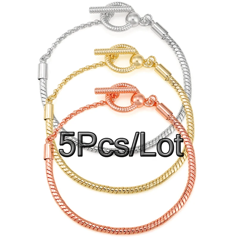 

5 шт./лот браслет-цепочка с Т-образной пряжкой в виде змеиной кости для самостоятельного изготовления брендовых браслетов, браслеты для женщ...