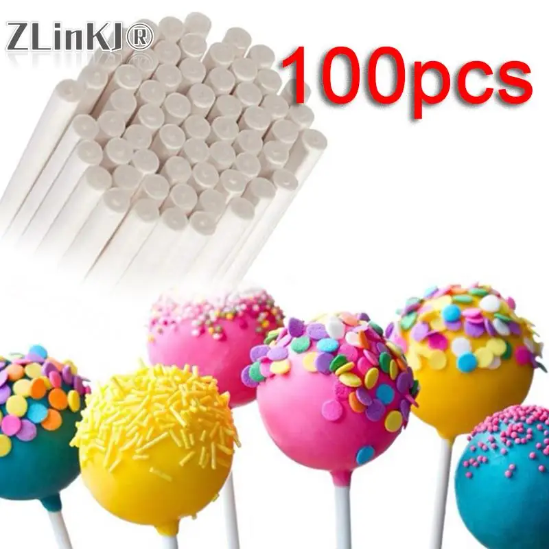 100Pcs Paper Solid Core White Paper Lollipop Sticks for DIY Chocolate Sugar Candy Lolly Pop Sucker Sticks Cake Pop Stick 100x3mm
