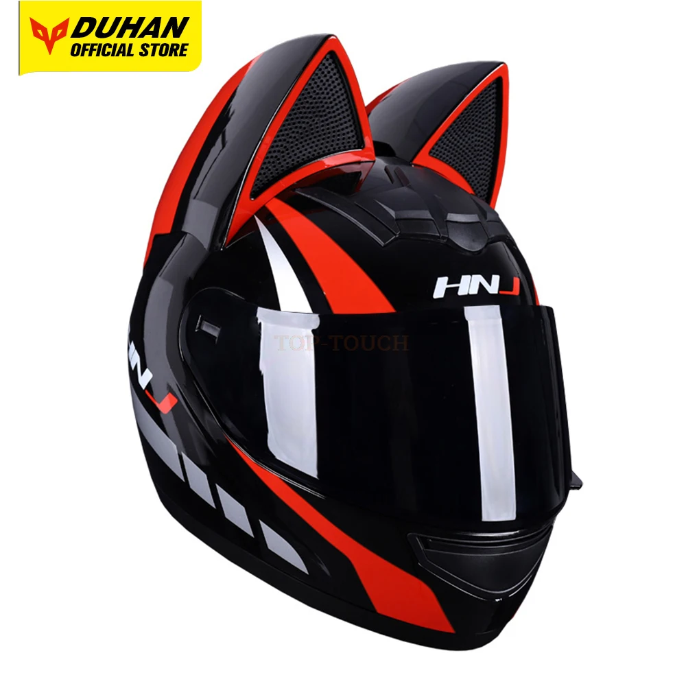 Four Seasons Woman Motorcycle Helmet Full Face Motocross Helmet Removable Lined Riding Helmet Racing Windproof Black Helmet