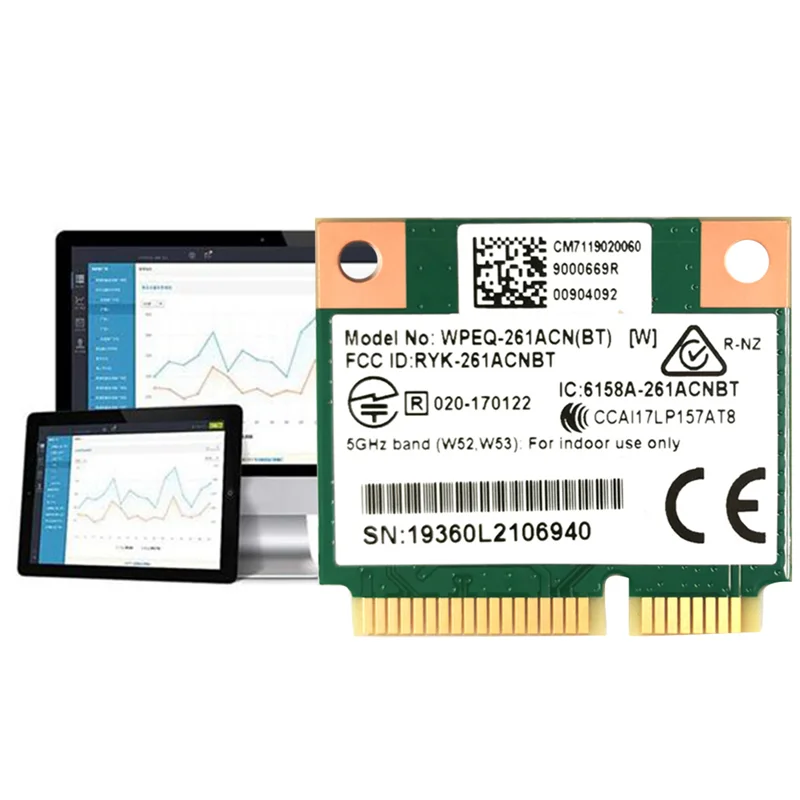 QCA6174 WPEQ-261ACN(BT) WIFI-карта 802.11AC 867M Bluetooth 4 2 WIFI 5 Mini PCIe Беспроводная карта