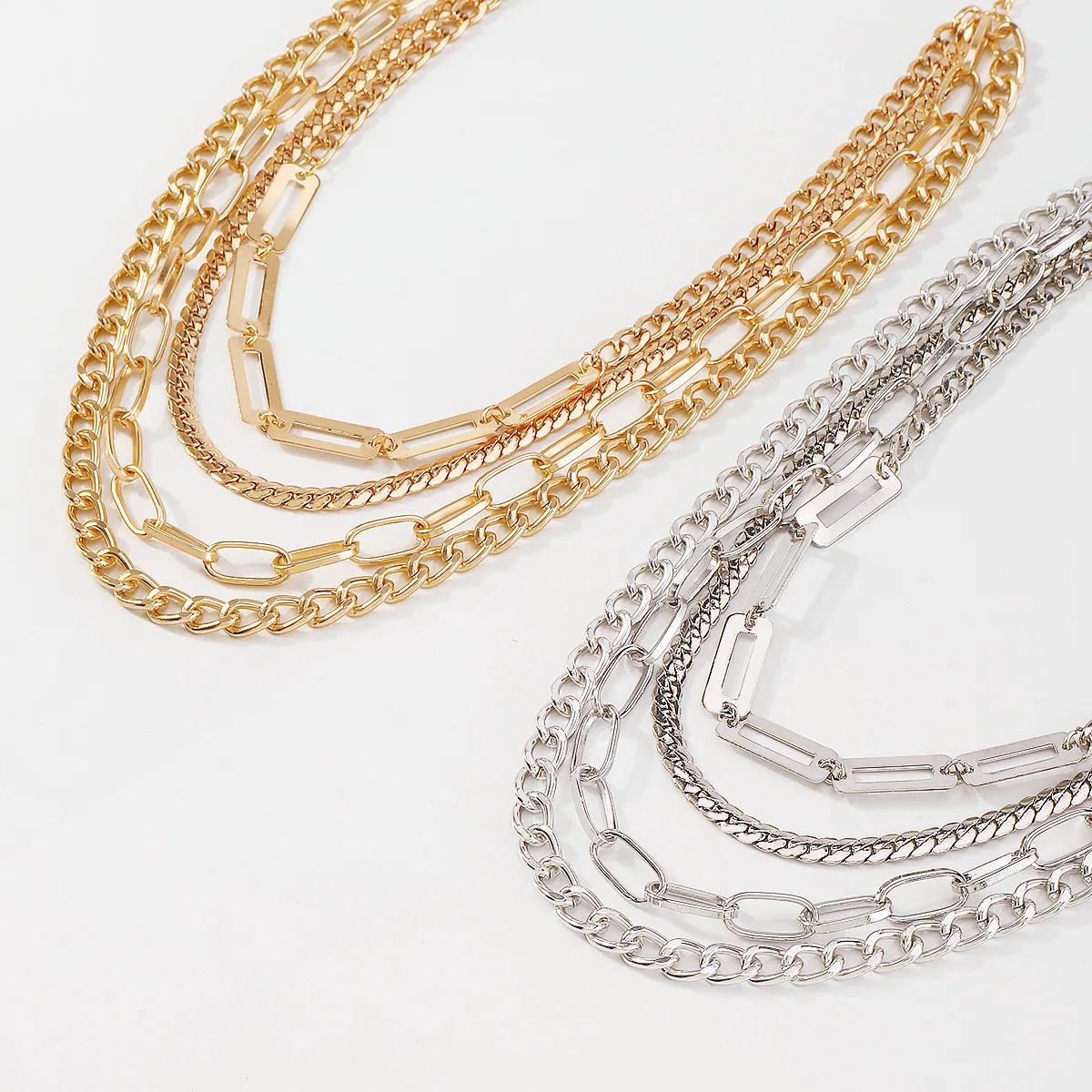 Layered layered personalized mix and match necklaces, exaggerated punk modern necklaces geometric creative necklaces