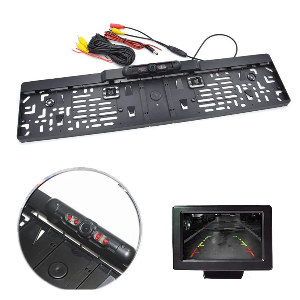 

Long Waterproof Easy Install HD Car Accessories European License Plate Parking Assist Vehicle 45 Degree Rotated Reversing Camera