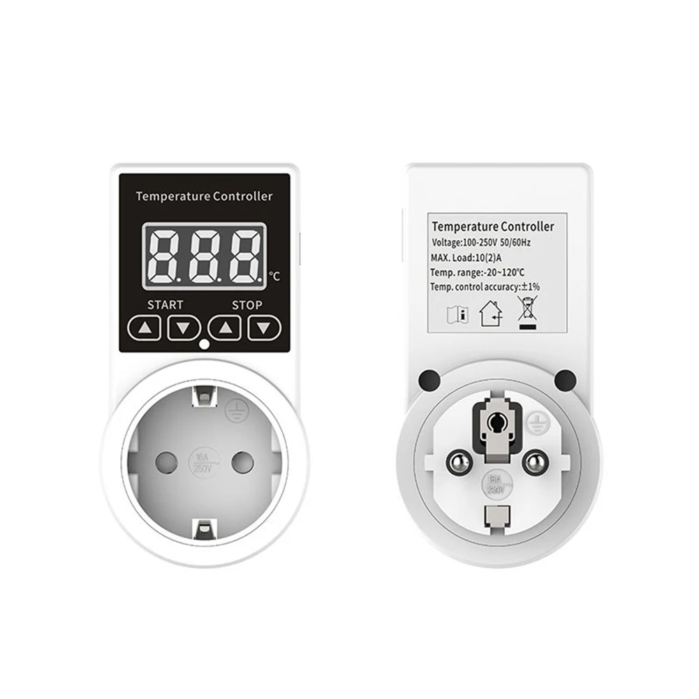 

1pc Digital Thermostat Sockets Thermostat Temperature Switch Heating Temperature Controller Sensor For Greenhouse Farm