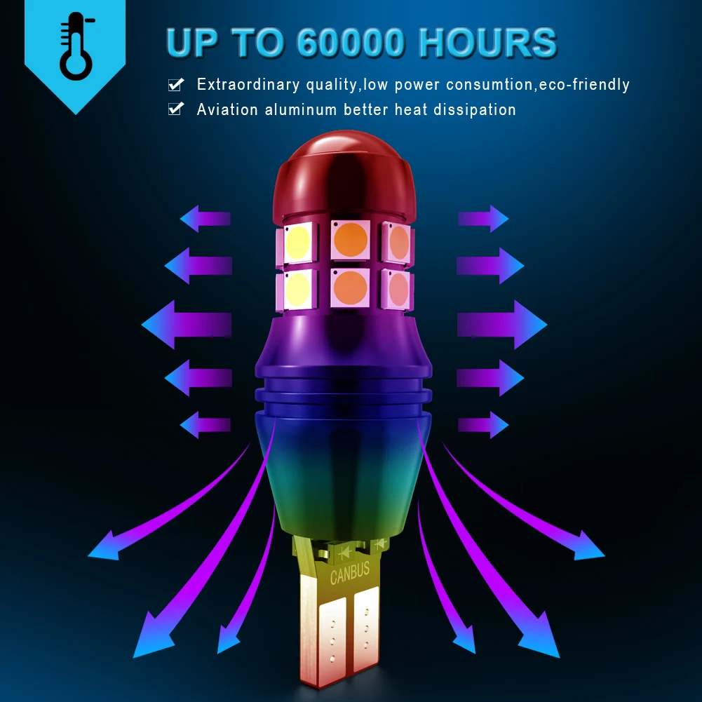 2 шт. супер яркие светодиодные лампы T15 W16W T16 для Peugeot 308 3008 4008 5008