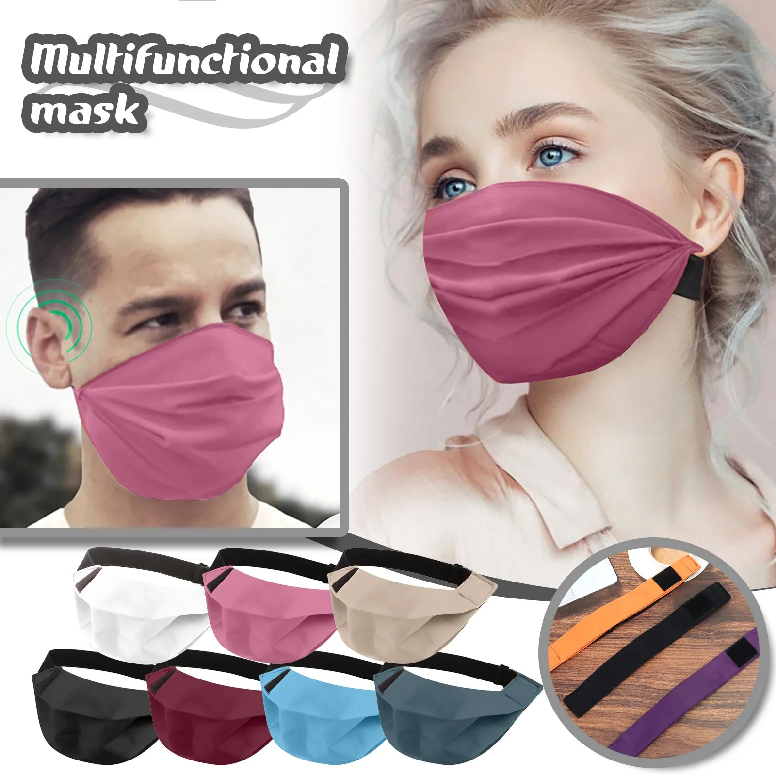 

4 In 1 Easy Snap Face Cover Breathable Adjustable Elastic Band Bracelet Mask For Outdoor Running Reusable Collar Facial Mask