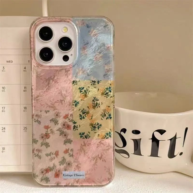 Фото Противоударный чехол для iPhone 16 Pro Max, 17, 15, 14, 13, 12, 11, XS Max, X, XR, 7, 8 Plus, SE2, 16 с цветочным пэчворк-узором «Вихрь» №1