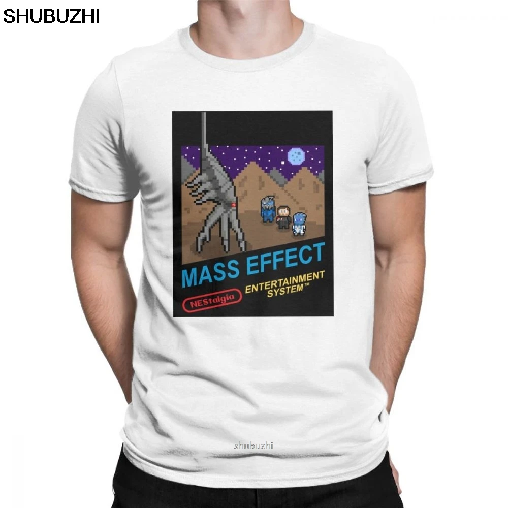 Футболки NEStalgia Mass Effect для мужчин, Винтажная футболка из чистого хлопка, футболка с круглым вырезом, одежда с принтом Футболки с коротким рукавом sbz8114