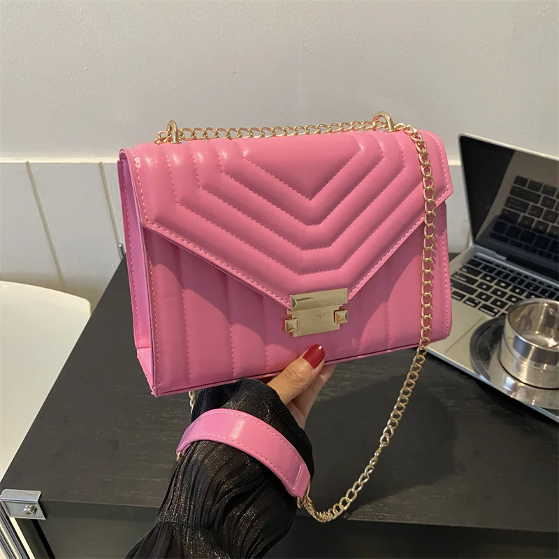 

Simple Commuting Shoulder Bag Solid Color Small Flap Bags 2023 New Fashion Versatile Chain Crossbody Bag Women's Handbag Clutch