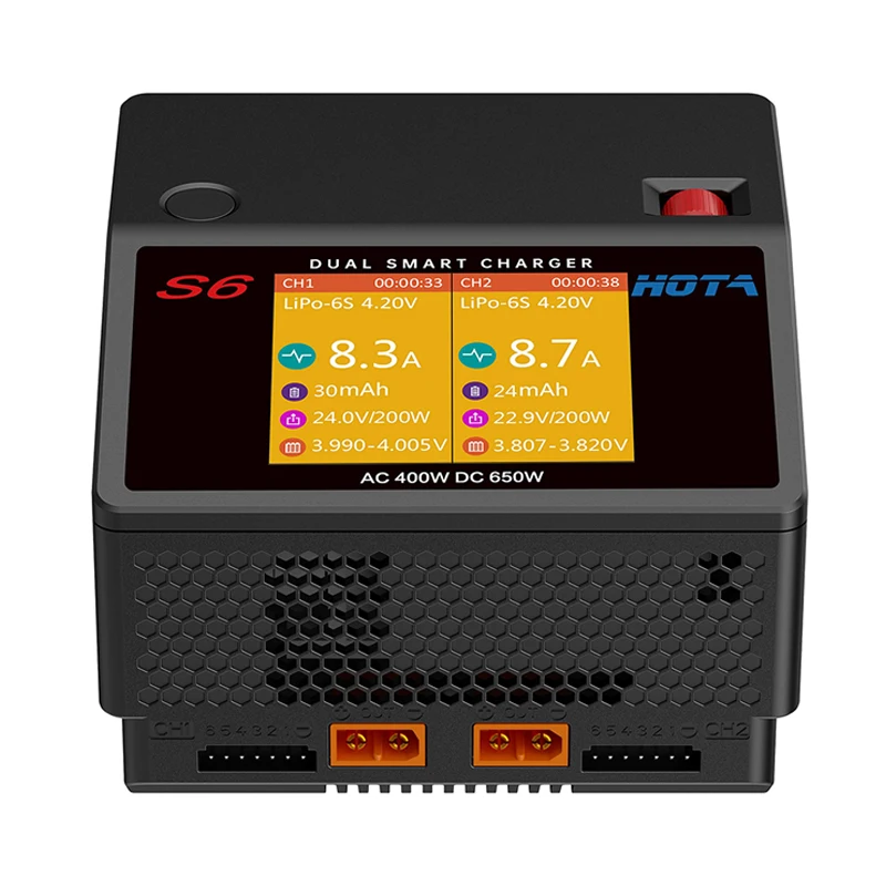 Новинка 2022, умное зарядное устройство HOTA S6 AC 400 Вт DC 2X325W, зарядное устройство для FPV гоночного дрона, радиоуправляемого квадрокоптера, выход Type-C 45 Вт