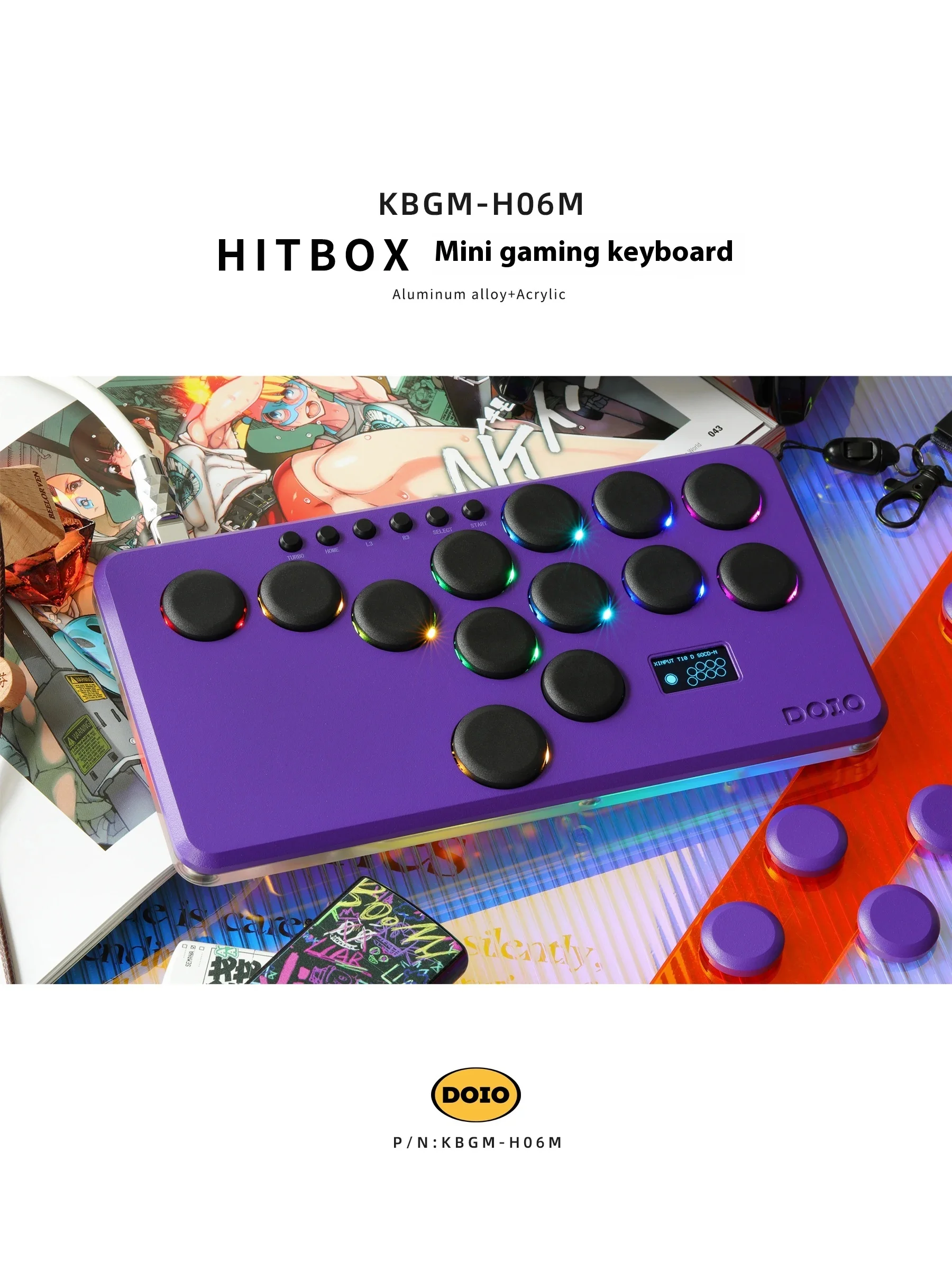 DOIO KBGM-H06M HITBOX Мини-игровая клавиатура из алюминиевого сплава Проводная игровая с