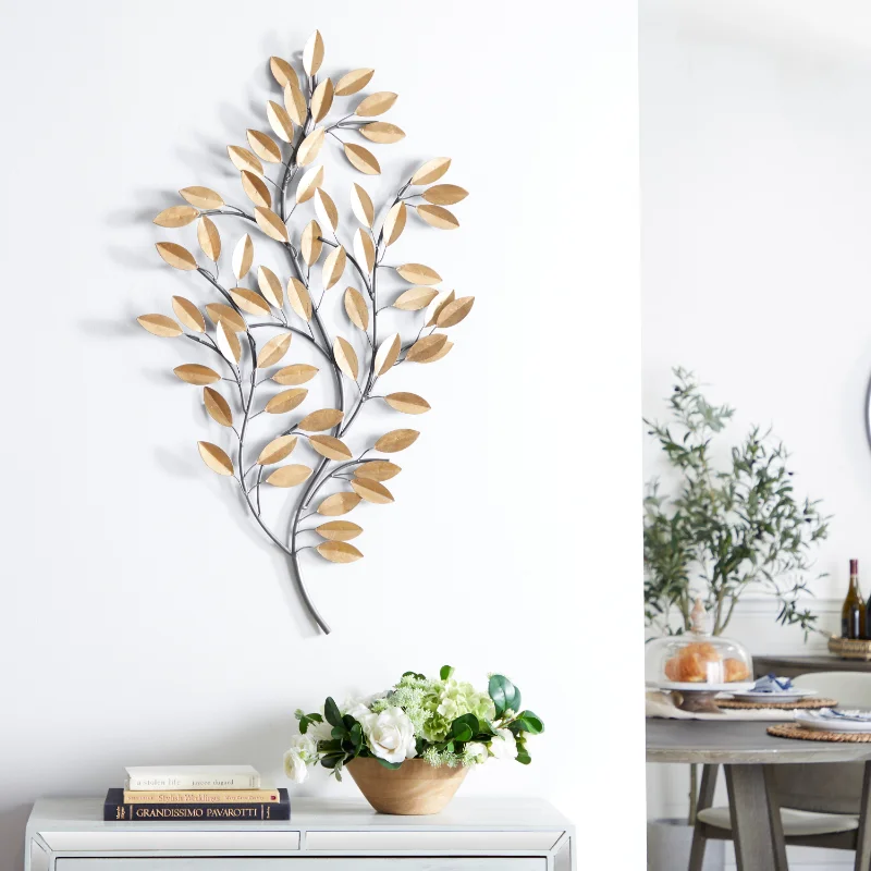 

Indoor Brass Metal Glam Floral Wall Decor