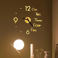 new letter number diy digital wall clock 3d mirror surface sticker silent clock home office decor wall clock for bedroom office