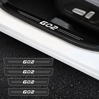 4 pcsset car door entry pedal guards for bmw g02 x4 logo car threshold stickers auto scuff plate carbon fiber sill protector