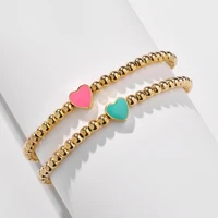 2022ins niche design sense simple personality peach heart dripping oil female sweet beaded bracelet bracelets for women