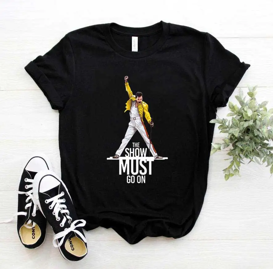

Women Freddie Mercury The Queen Band Black T-shirts Female Short Sleeve Tees 2020 Summer Brand Rock Clothing Girl Tops