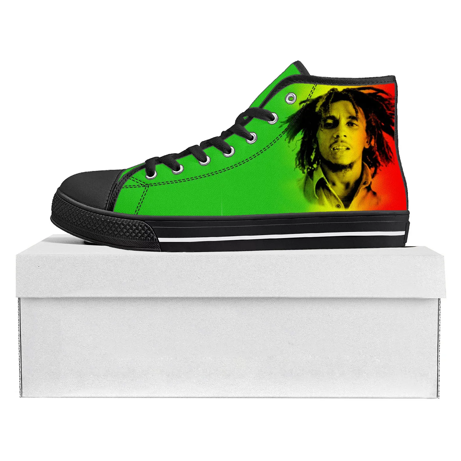 

Высокие высококачественные кроссовки Reggae рок Music Star Bob Marley, мужские и женские подростковые холщовые кроссовки, обувь для пар, обувь на заказ