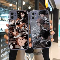 attack on titan japanese anime phone case for iphone 13 12 11 mini pro xr xs max 7 8 plus x matte transparent gray back cover