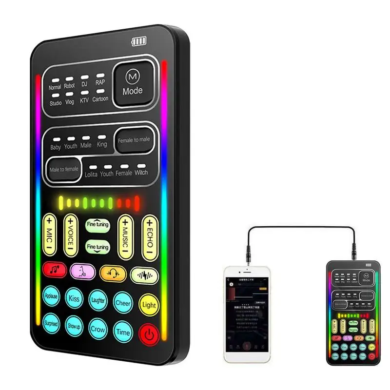 

Voice Changer Portable Multifunctional Voice Disguiser Mini Sound Card With 8 Sound Effects Sound Changes Voice Changer