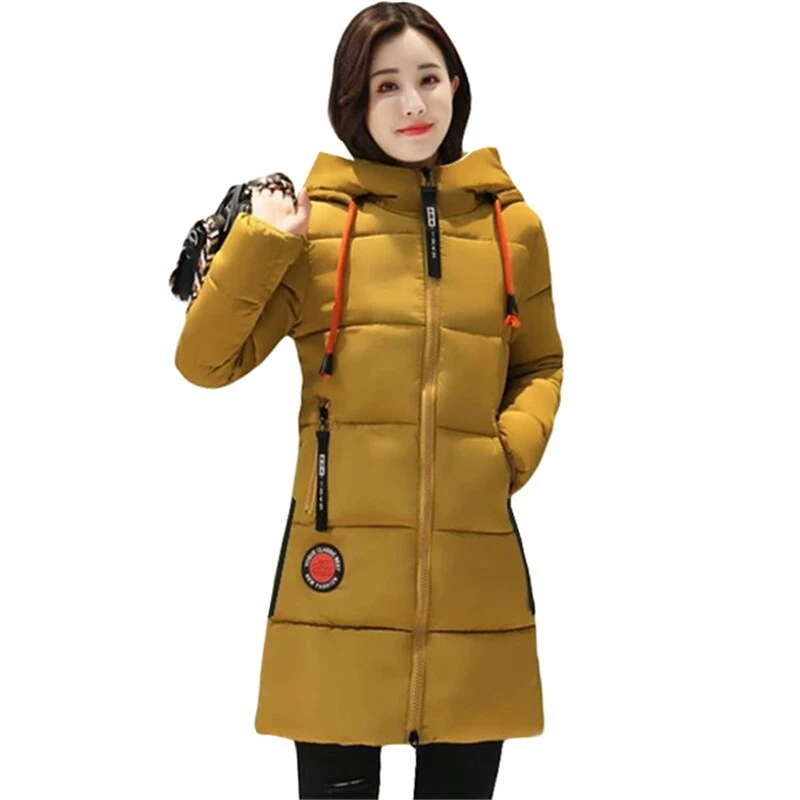 2022 New Woman Zipper Hooded Long Sleeve Parka Plus Size Warm Puffer Jacket Women Winter Coat Fashion Slim Down Cotton Outwear