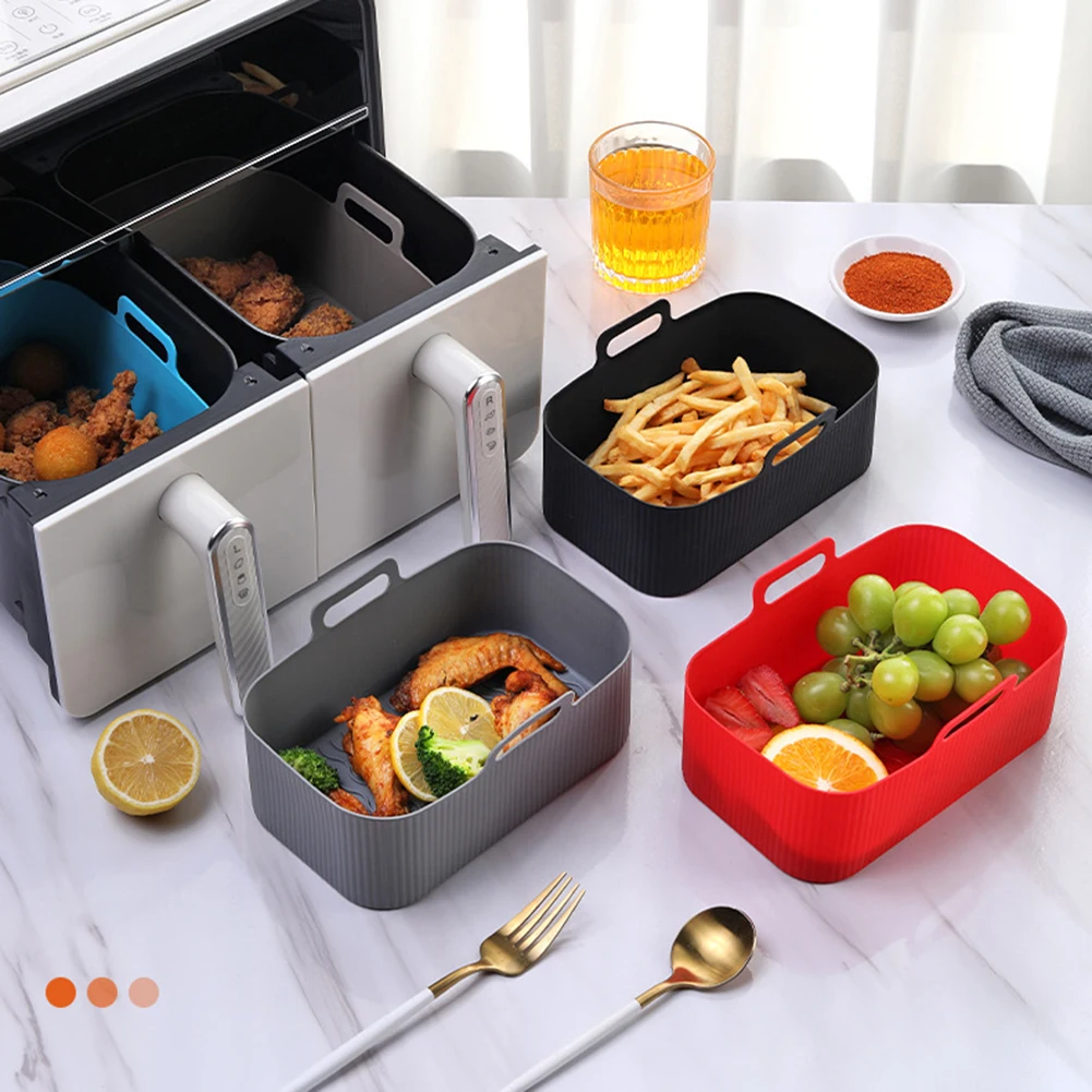 

Air Fryer Silicone Tray Rectangle Oven Baking Tray Basket Reusable Liner Insert Dish Heat-insulation Air Fryers Silicone Mat