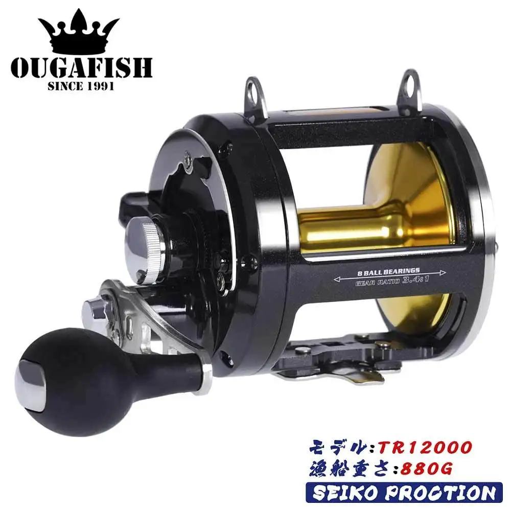 Big Trolling Fishing Reel Jigging Max Drag 30KG All Aluminum Alloy Body Saltwater Carretilha De Pesca Seabass Round Baitcasting