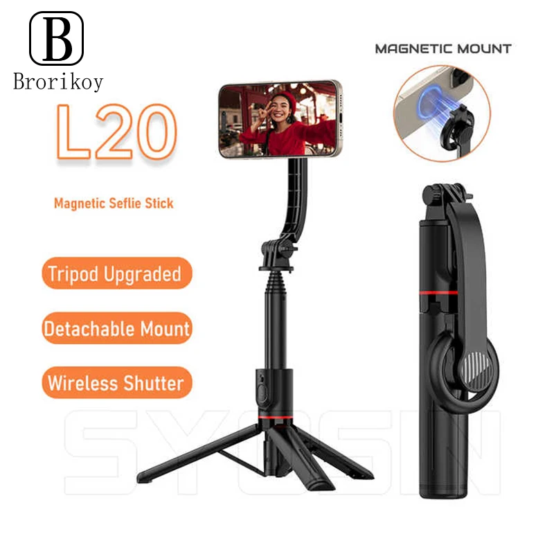 L20 Магнитный выдвижной штатив для селфи-палки iPhone 16 14 13 12 беспроводной