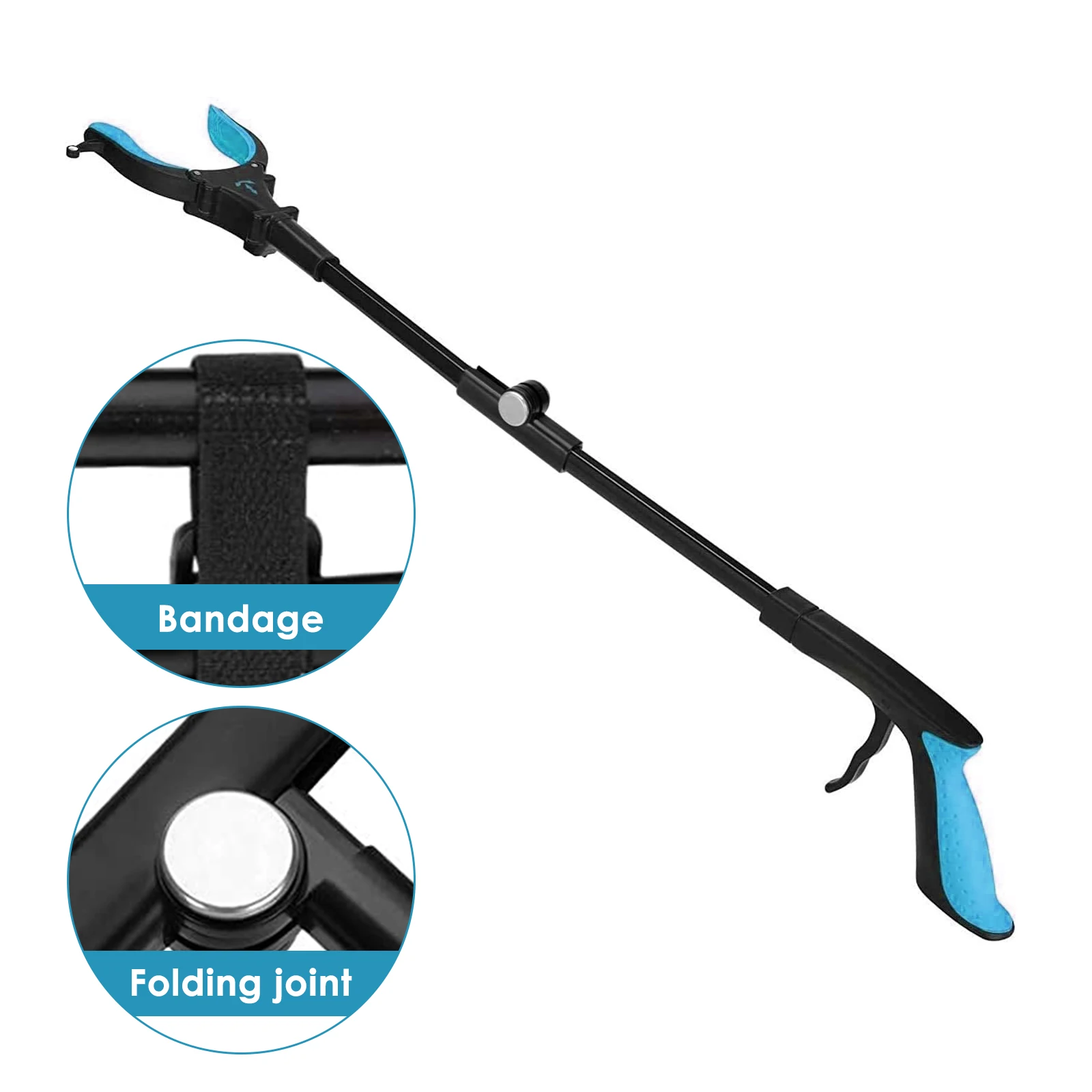 

Foldable Litter Picker Grabber with Light 80cm Grabber Reacher Tool Deft Grippers 90° Rotating Head Anti-Slip Jaw Magnetic Hook