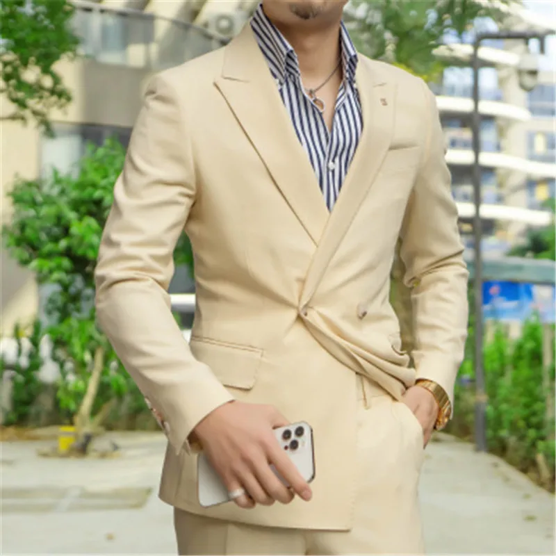 

Men Suit Big Size Groom Dress Palitor Classic Stage Costume Wedding Luxery Designer Men's Formal Blazer + Pants 2PCS