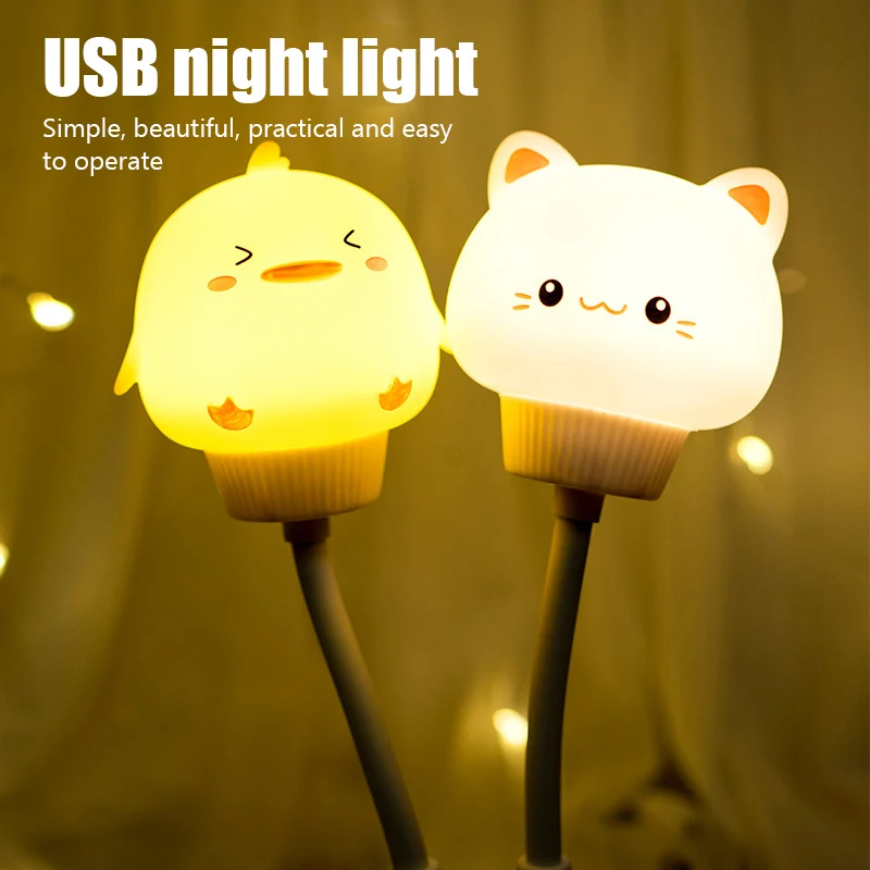 

USB-ночник с пультом дистанционного управления, мультяшный милый Декор для спальни, прикроватная лампа с защитой глаз, подсветка, рождествен...