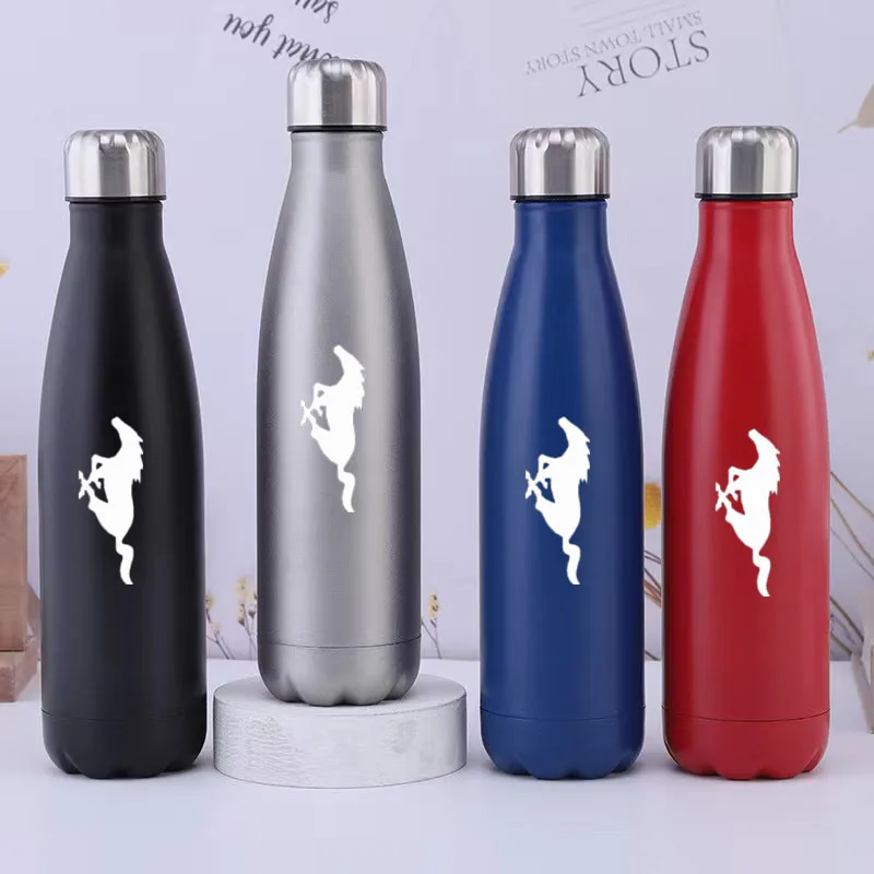 

For Mustang Car Stainless Steel Vacuum Flask 500ml Insulated Water Bottle Thermal Sports Cola Travel Mug Thermo Gifts
