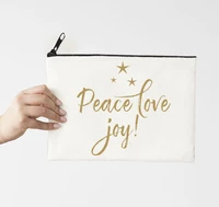peace love joy make up bag merry christmas custom makeup with my logo letter zipper cute purses girls love purses m