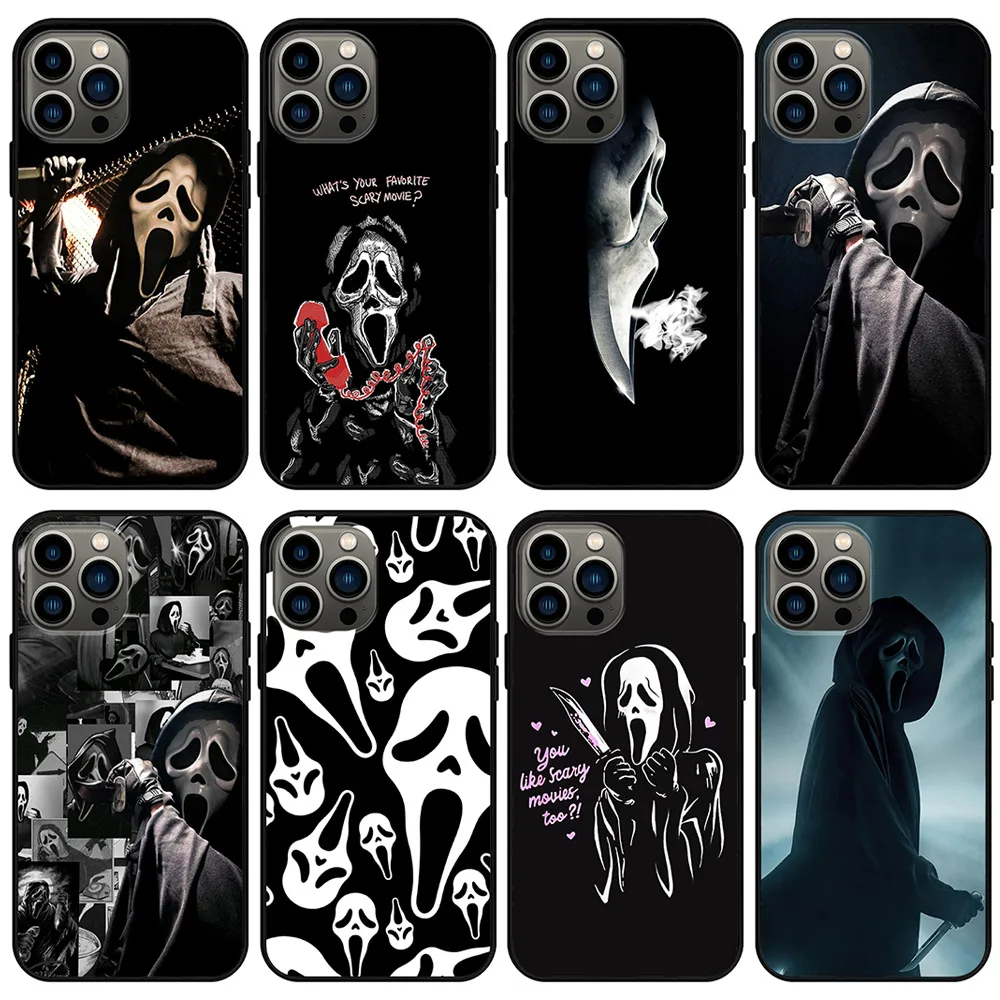 

Horror Style Ghost Death Phone Case for IPhone 14 13 12 11 Pro X Xs Max XR 7 8 Plus Shockproof Sketch Soft Silicon Cover